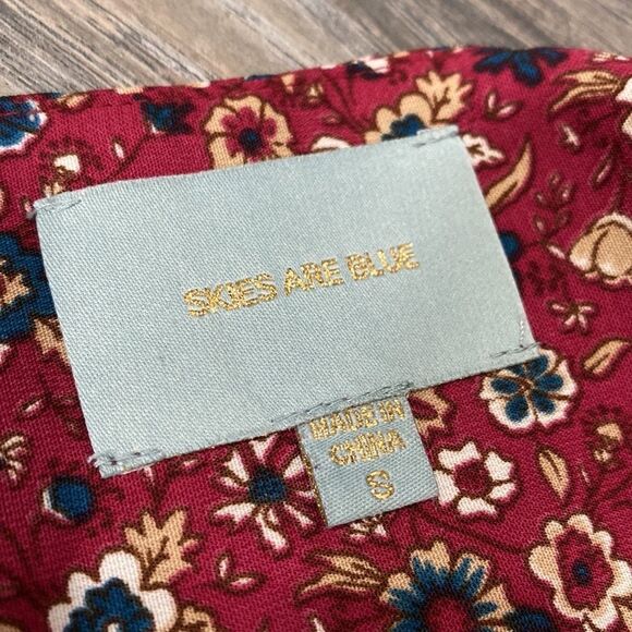 Burgundy Floral Ethnic Print Boho Mini Dress - Picture 9 of 10